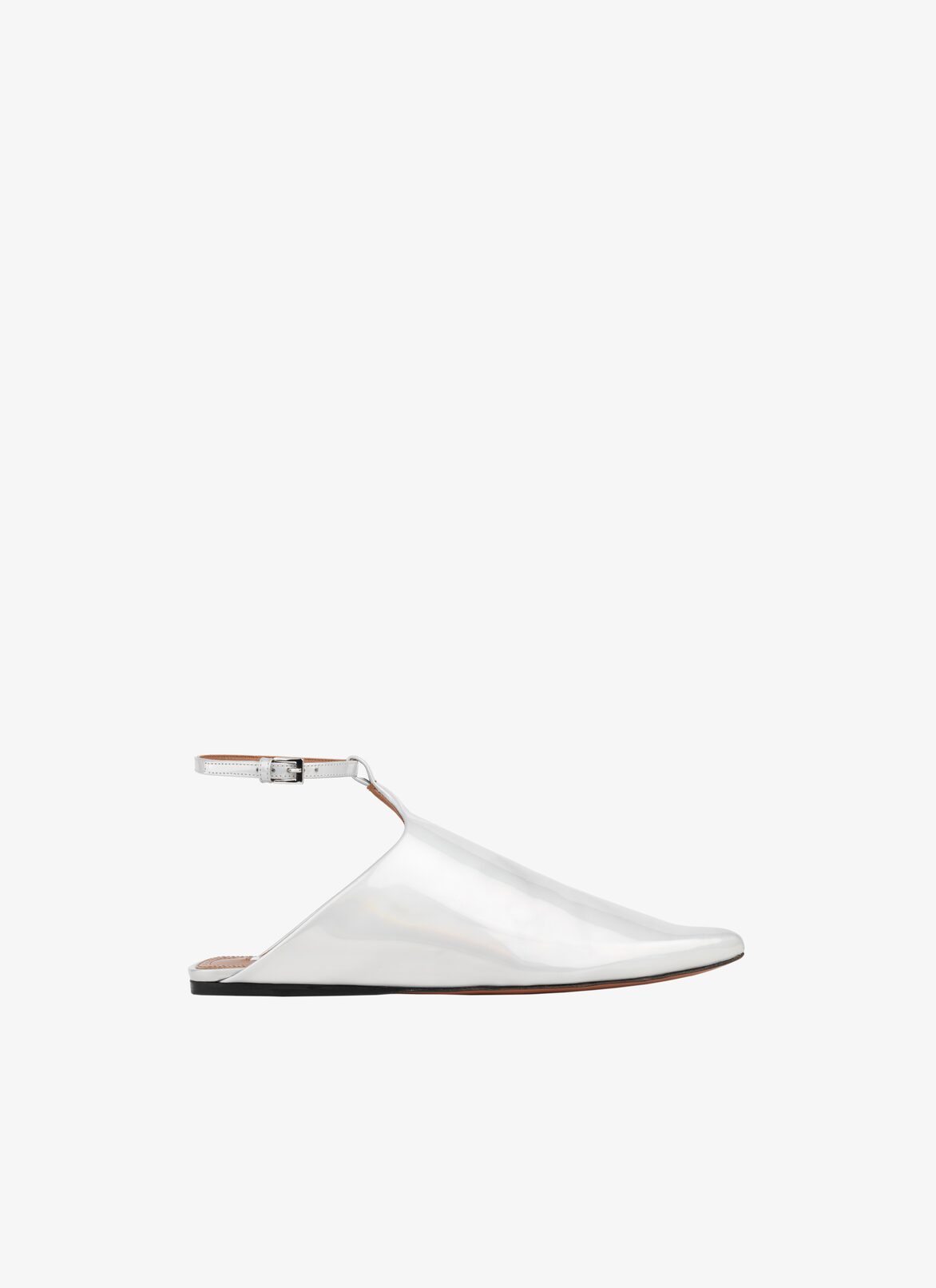 LEATHER FLAT BABOUCHES  ALAÏA REFLEX WHITE LEATHER FLAT BABOUCHES